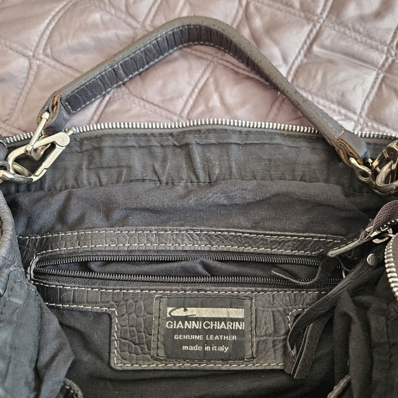 Black Crocodile Leather Gianni Chiarini Big Bag 14x14 - Picture 6 of 7